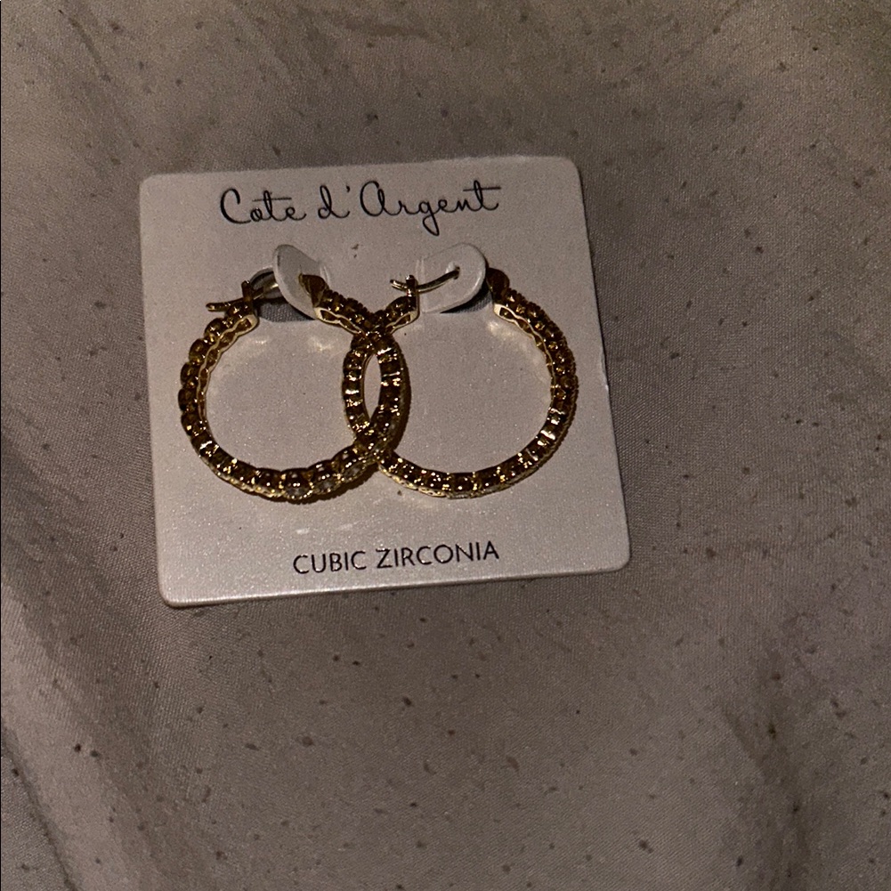 Gold Hoop Earrings With Cubic Zirconia